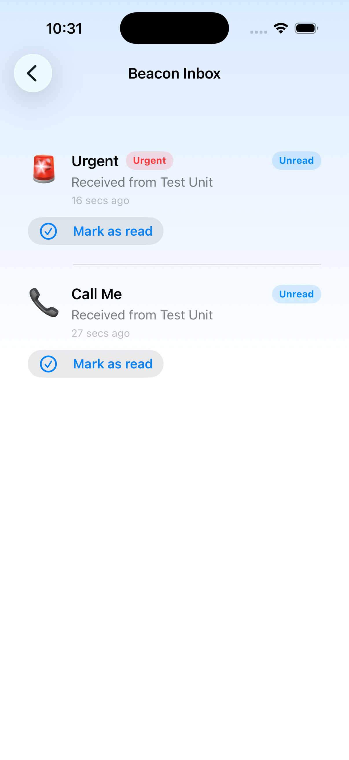 Beacon inbox with read status